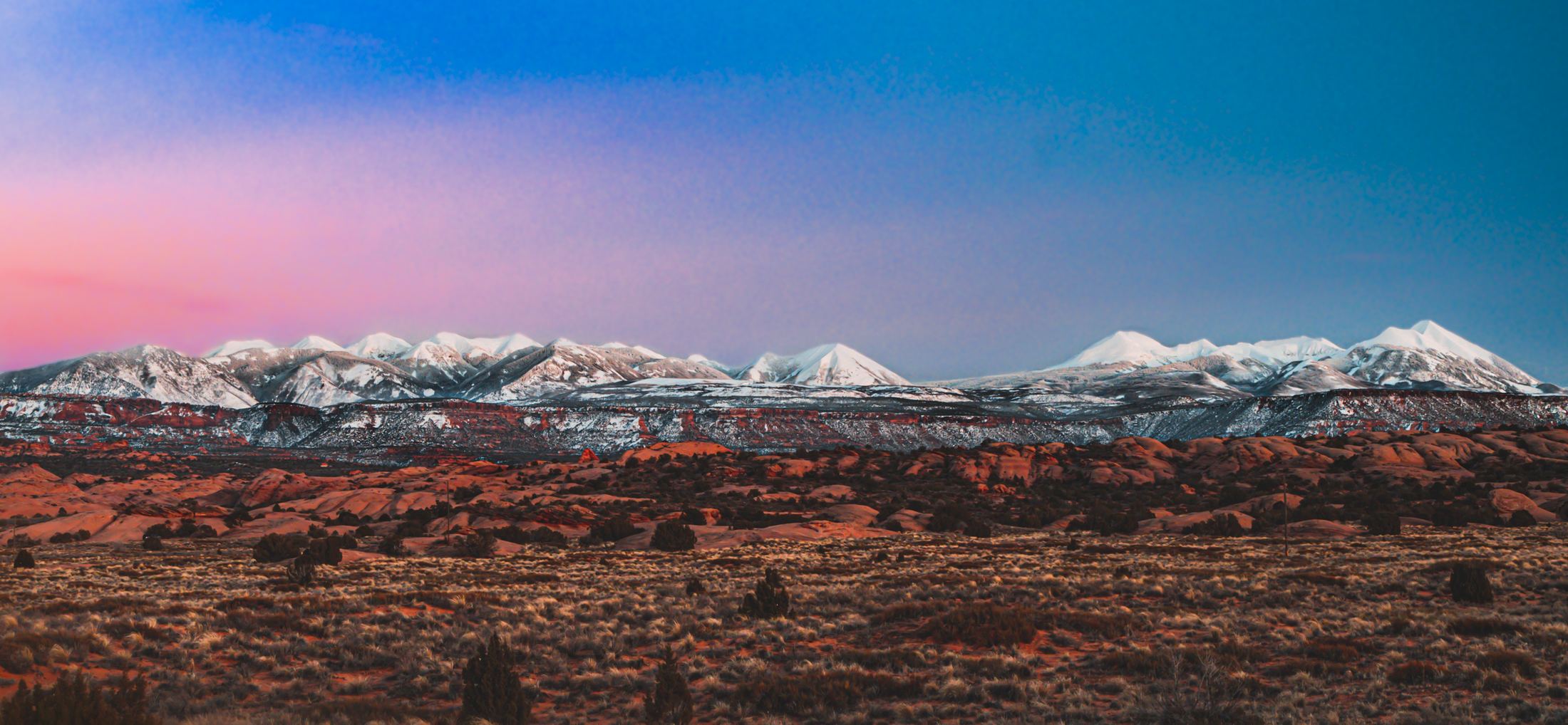 La Sal Mountains at dusk